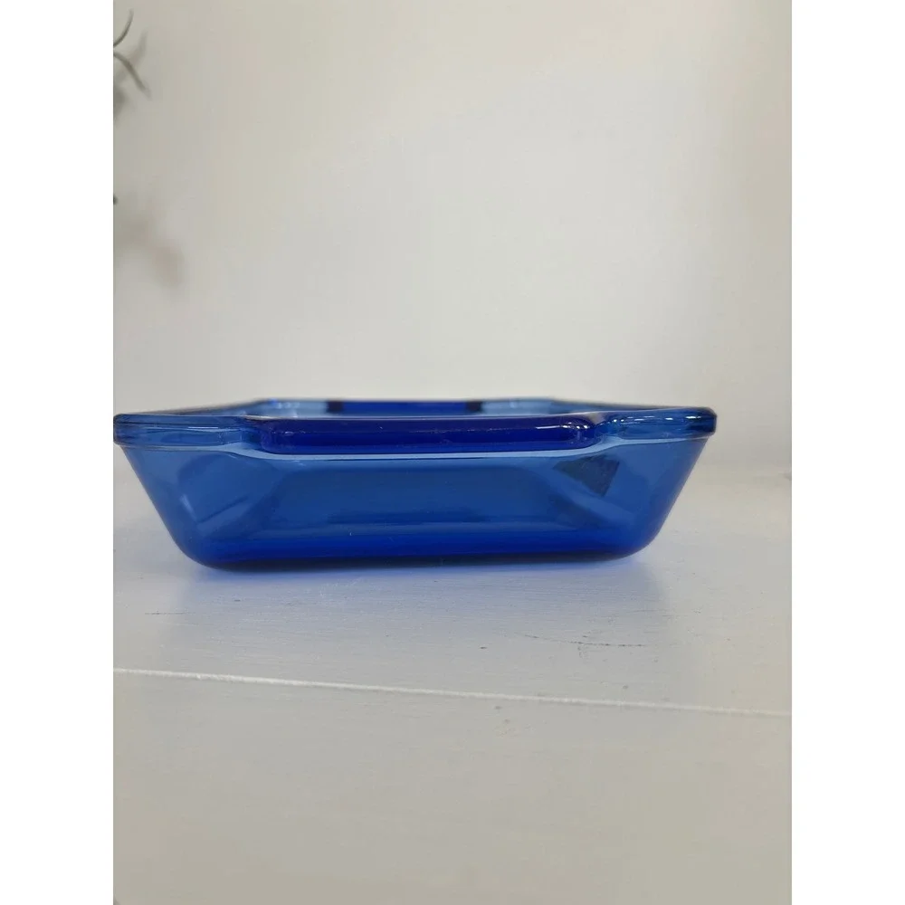 Vintage 80's Anchor Hocking Cobalt Blue Glass Baking Dish Birdhouse 2qt 8x11.5in